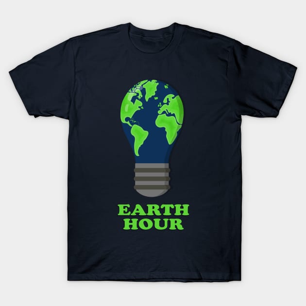 Earth hour globe in lightbulb T-Shirt by Aoxydesign